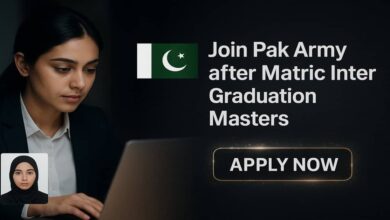 Join Pak Army after Matric Inter Graduation Masters