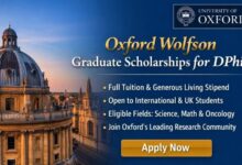 Oxford Wolfson Graduate Scholarships For DPhil