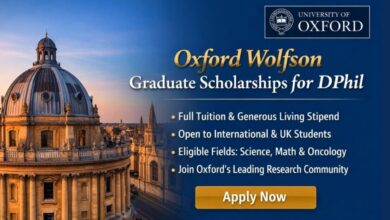 Oxford Wolfson Graduate Scholarships For DPhil