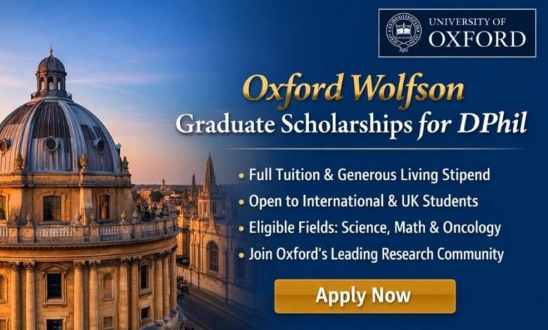 Oxford Wolfson Graduate Scholarships For DPhil